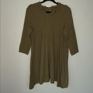 Kleen Striped Asymmetrical Hooded Sweatshirt Dress